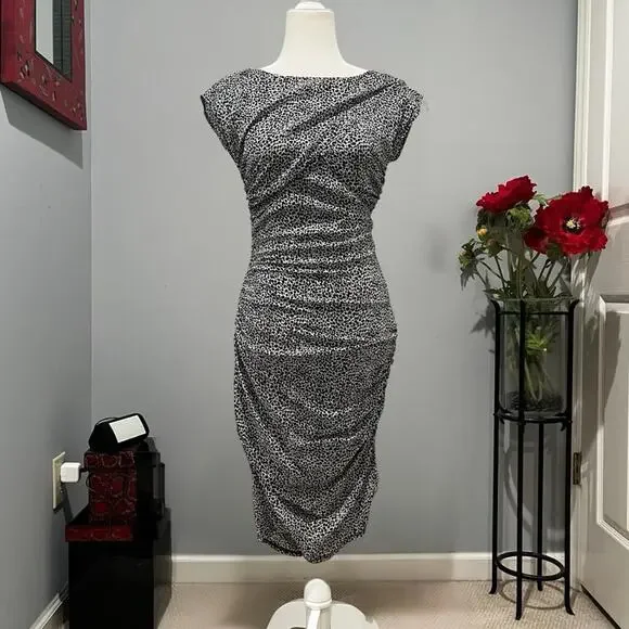 NEW Ann Taylor Silk Classic Ruched Draped Tailored Hourglass City Pencil Dress 0 - Picture 7 of 16